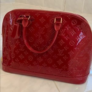 Red patent leather bag